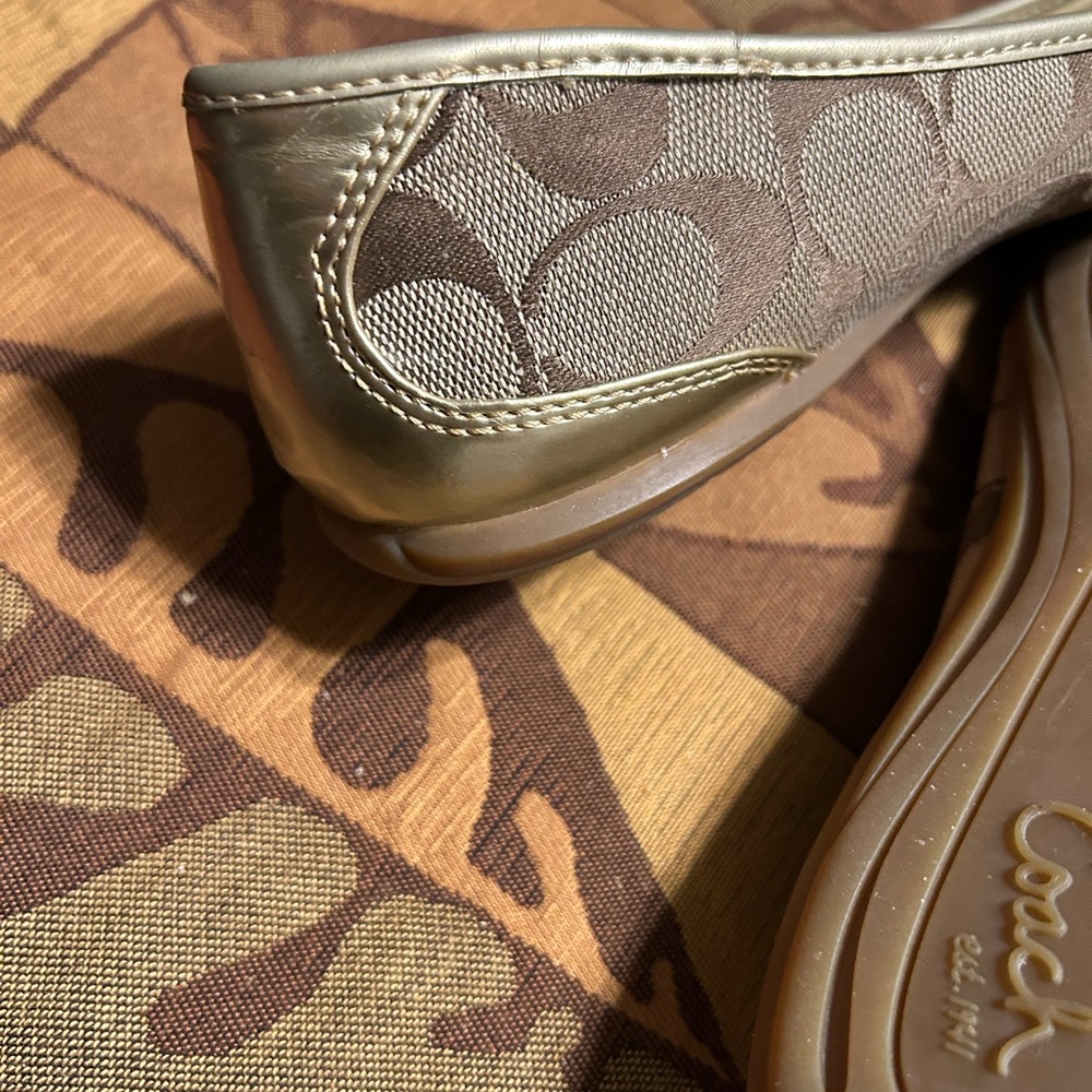 Coach Women's Tan and Silver Loafers - Picture 2 of 6